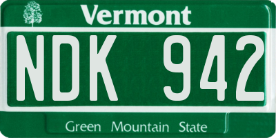 VT license plate NDK942