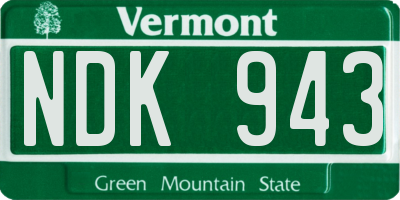VT license plate NDK943