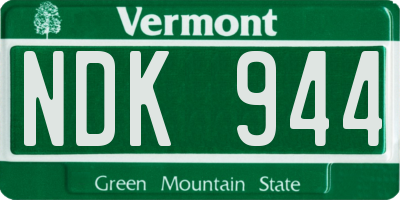 VT license plate NDK944