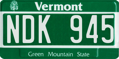 VT license plate NDK945