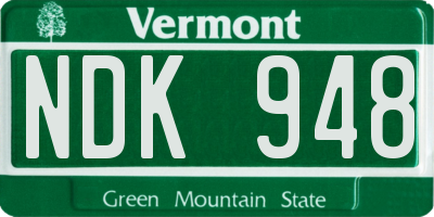 VT license plate NDK948