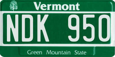 VT license plate NDK950