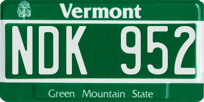 VT license plate NDK952