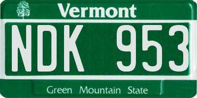 VT license plate NDK953