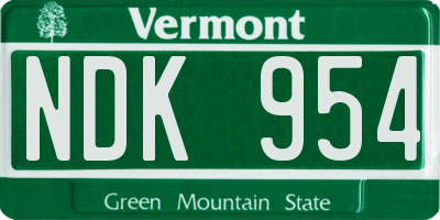 VT license plate NDK954