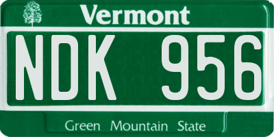 VT license plate NDK956