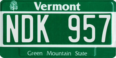 VT license plate NDK957