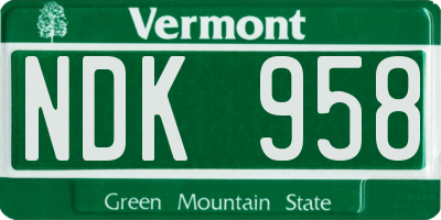 VT license plate NDK958
