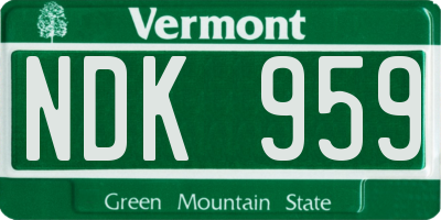 VT license plate NDK959