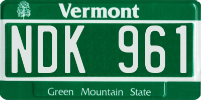 VT license plate NDK961