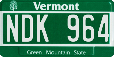 VT license plate NDK964