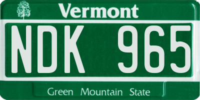 VT license plate NDK965