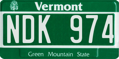 VT license plate NDK974