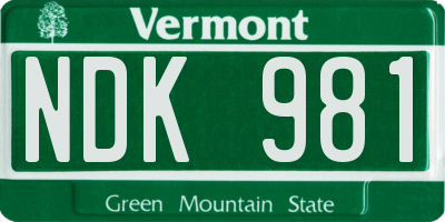 VT license plate NDK981