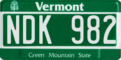 VT license plate NDK982