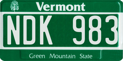 VT license plate NDK983