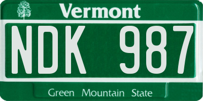 VT license plate NDK987