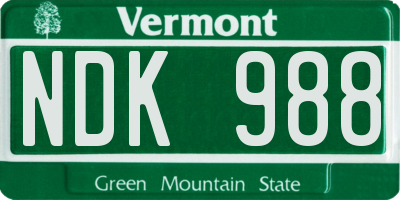 VT license plate NDK988