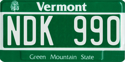 VT license plate NDK990