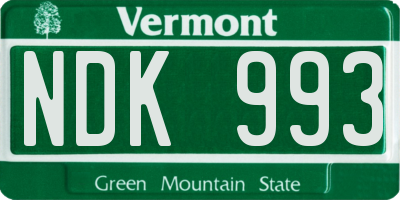 VT license plate NDK993