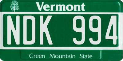 VT license plate NDK994