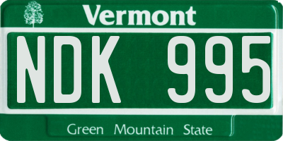 VT license plate NDK995