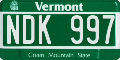 VT license plate NDK997