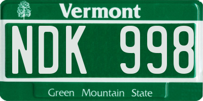 VT license plate NDK998
