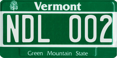 VT license plate NDL002