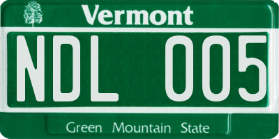 VT license plate NDL005