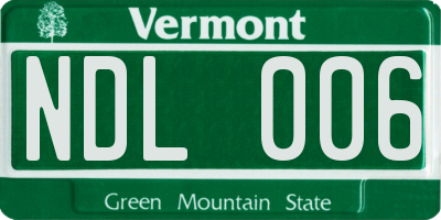 VT license plate NDL006