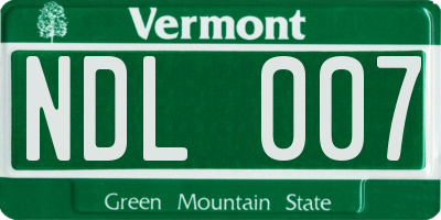 VT license plate NDL007