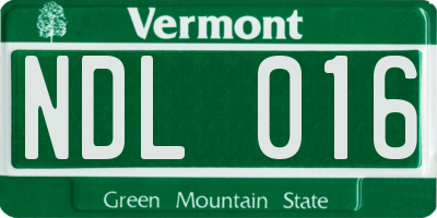 VT license plate NDL016