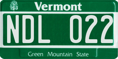 VT license plate NDL022