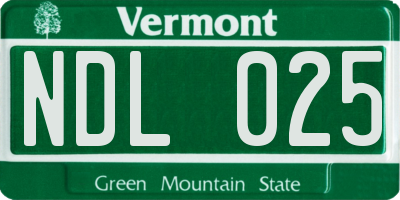 VT license plate NDL025