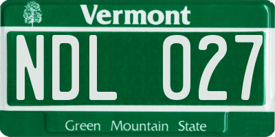 VT license plate NDL027