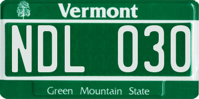 VT license plate NDL030