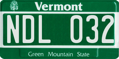 VT license plate NDL032