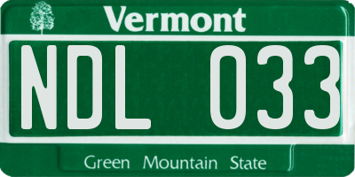 VT license plate NDL033