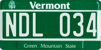 VT license plate NDL034