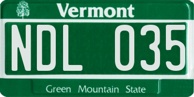 VT license plate NDL035