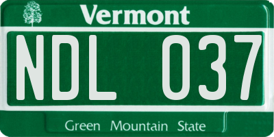 VT license plate NDL037