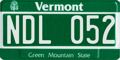 VT license plate NDL052