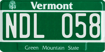 VT license plate NDL058