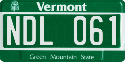 VT license plate NDL061