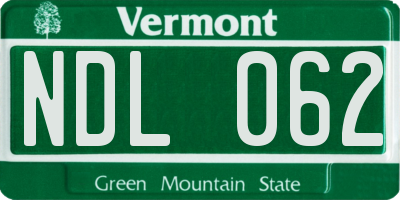 VT license plate NDL062