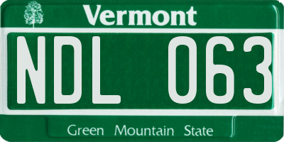 VT license plate NDL063