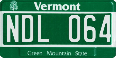 VT license plate NDL064