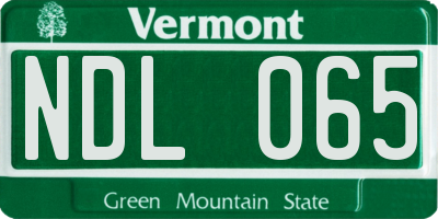 VT license plate NDL065