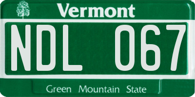 VT license plate NDL067